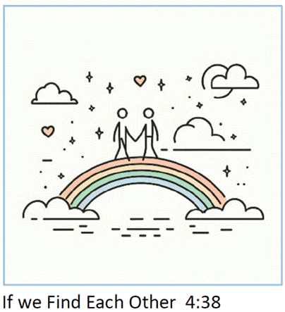 A couple of people holding hands on a rainbow

Description automatically generated